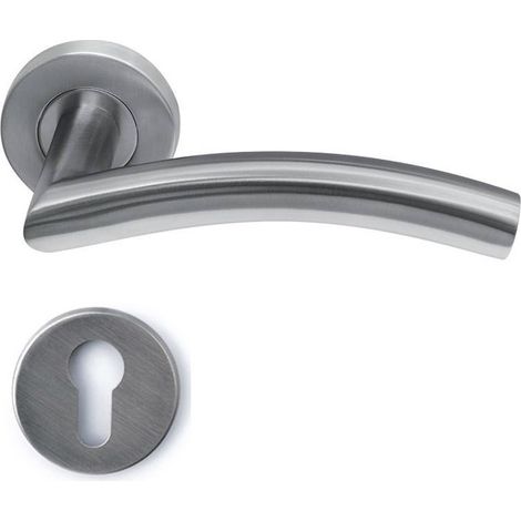 GROOFOO Garniture de Poignée pour Serrures à Garde, Panneau de Porte Qualité Poignée de Porte Ferrure de Porte Rosace pour Portes Intérieures, Portes de Chambre, Couleur Argent