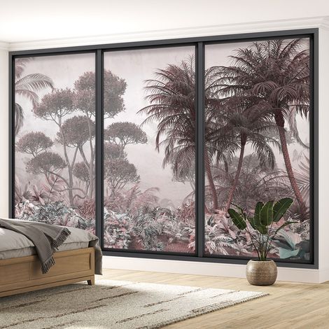Papier peint panoramique Trompe l'oeil baie vitrée - Forêt tropicale - 130 cm x 78 cm (1/5)