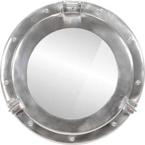 Miroir en forme de hublot mural Ø38 cm aluminium et verre CFW268291 (1/5)