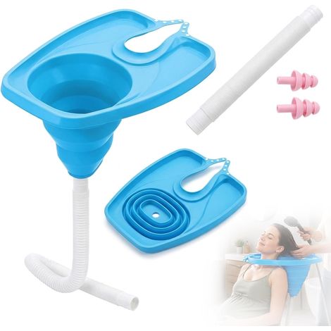 Lavabo De Lavage De Cheveux Portable Pour Lit, Bac Shampooing Pliable Avec Tuyau De Vidange, Bassin De Coiffure Rétractable Pour Personnes Âgées, Femmes Enceintes Et Mobilité Réduite À Domicile (1/5)