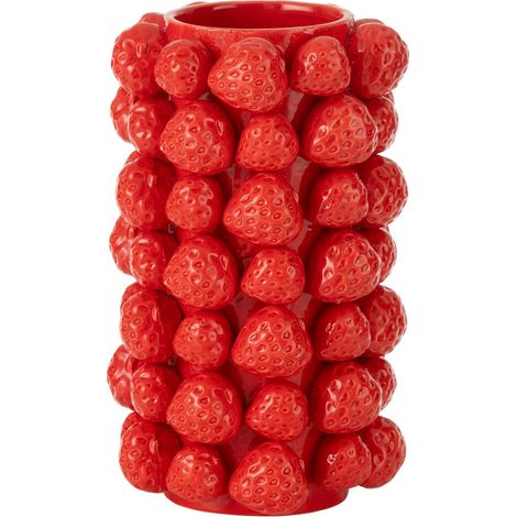 Vase Déco en Céramique "Fraise" 26cm Rouge