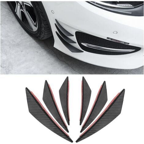 Set di 6 spoiler per paraurti anteriore, spoiler a coda d'anatra, striscia decorativa universale per paraurti anteriore dell'auto, paraurti anteriore decorativo in fibra di carbonio