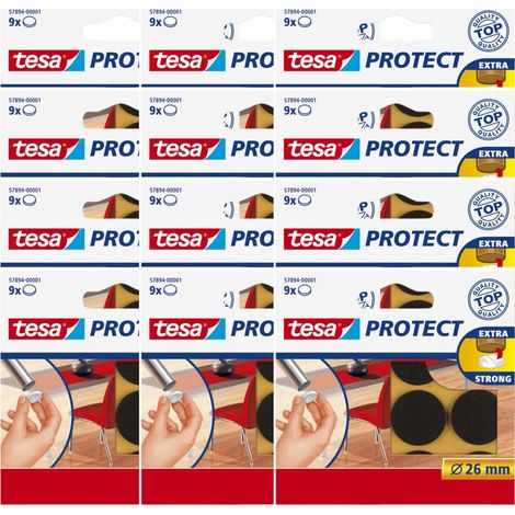 Feltrini autoadesivi Tesa per mobili e sedie, marroni, 26 mm, 9 pezzi x 12 (1/3)