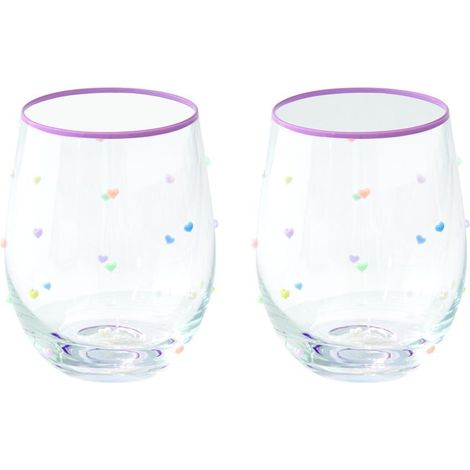 JUEGO 2 VASOS CRISTAL 500 ML CON CORAZONES EN CAJA REGALO