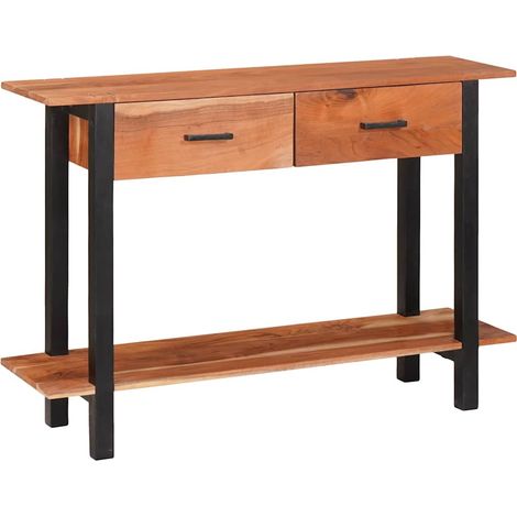 Table console，Table d'appoint，Bout de canapé，Meuble d'entrée avec tiroir Marron et Noir 110 x 30 x 75 cm