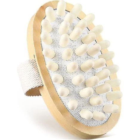 Brosse de massage corporelle en silicone pur, masseur anti-cellulite en bois naturel (1/5)