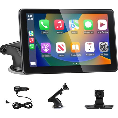 Écran 7 Pouces HD Ecran Tactile Autoradio Portable, avec Bluetooth 5.3, Mirror Link, Navigation GPS, AUX/FM, Commande Vocale (1/5)