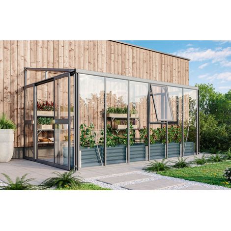 Vitavia Anlehn-Gewächshaus "Helena 10200", anthrazit, 10,2 m², 3 mm ESG, 10 mm HKP