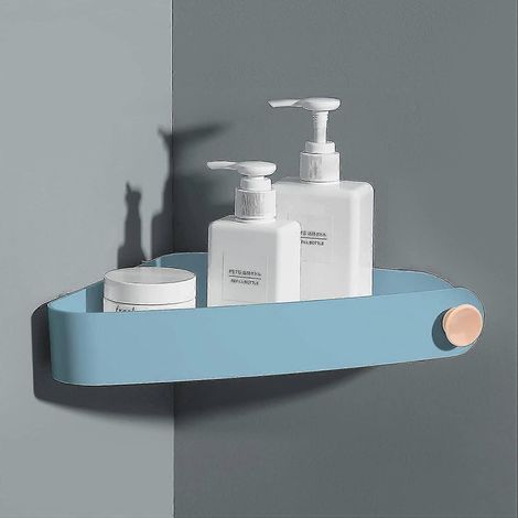 Étagère de douche sans perçage, rangement et organisation pour salle de bain, porte-savon de douche, étagère de salle de bain, comprend 4 autocollants adhésifs, bleu ciel (1/5)