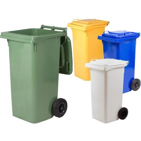 Ics bidone nettezza urbana in polipropilene da 240 lt con ruote colore verde