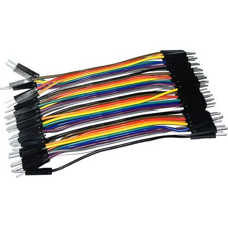 Câble plat coloré DuPont 40P mâle-mâle, 2,54 mm M17, 10 cm de long