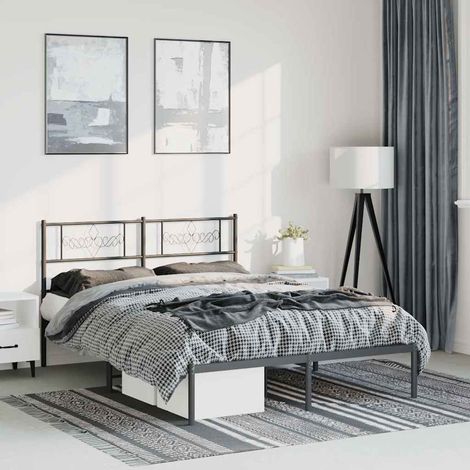 Estructura cama sin colchón con cabecero metal negro 150x200 cm vidaXL (1/5)