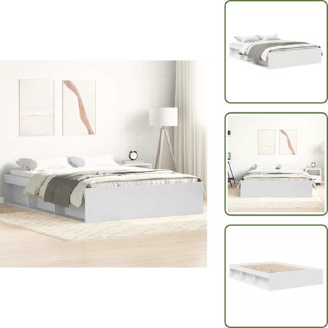 Bettgestell Weiß 120x190 cm - Bettes Gestell - Doppelbett - Weißes Bett - Massivholzbette - Holzbettrahmen (1/5)