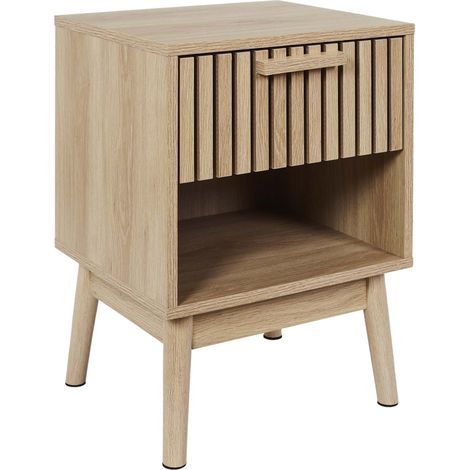 The Home Deco Factory – Table de chevet ultra-design en bois – 1 tiroir – Marron – Pour chambre moderne – Style brut et finition de qualité