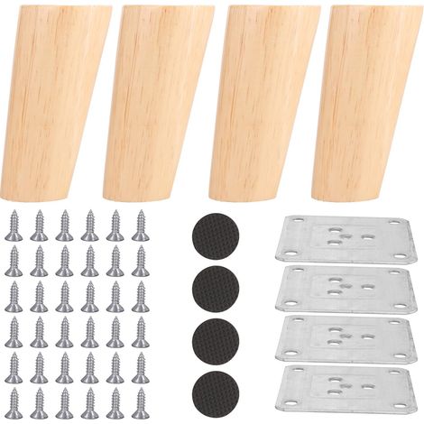 Lot de 4 Pieds de Meuble Bois 10cm,Pied Meuble Bois,Pied de Meuble Bois,Pied canapé,Pied de canapé,Pieds canapé,Pied de Meuble (1/5)