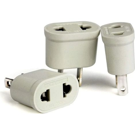 3PCS Adaptateur FR vers US Convertisseur Prise Europeénne vers Fiche Américaine pour Brancher Appareils Français France Europe aux USA pour Aller aux Japon Canada Thaïlande Taïwan/Blanc (1/5)