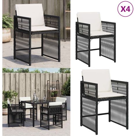 Chaises de jardin lot de 4 avec coussins noir résine tressée - Chaise De Jardin - Fauteuil De Jardin - Mobilier De Jardin - Résine Tressée - Rotin Synthétique - Home & Living (1/5)