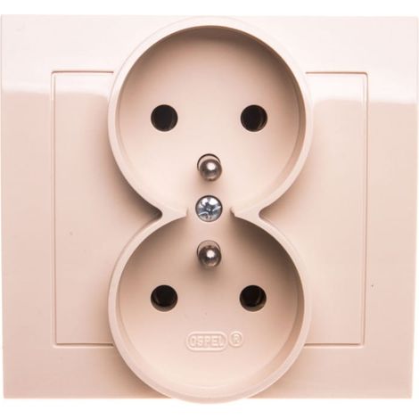 Enchufe doble Kier con/sin toma de corriente, color beige GP-2WZ/01