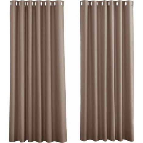 Thermal Blackout Curtains, Taupe Eyelet Curtains for Living Room, Insulating, Cold-Resistant, Light Blocking for Better Sleep, 2 x W 107 x H 160 cm, Taupe (1/5)