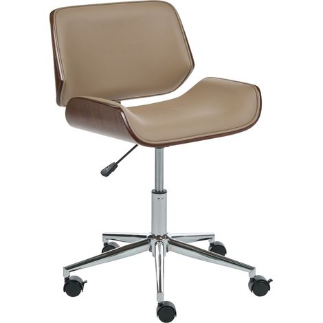Sedia da ufficio ecopelle beige e legno scuro Totowa (1/5)