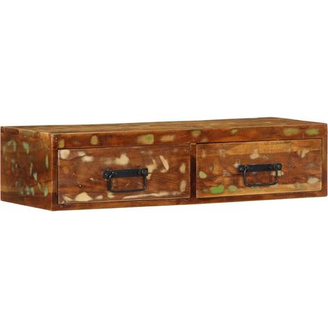 Mobile porta TV da parete salvaspazio e pratico 80 x 30 x 19 cm in legno marrone di recupero 020057692