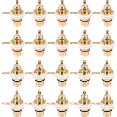 Confezione da 20 connettori RCA femmina placcati in oro per pannello del telaio di amplificatori/altoparlanti (1/5)