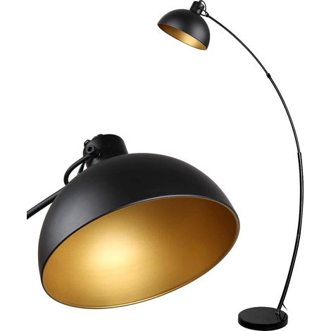 Arc Floor Lamp, Retro Design Floor Lamp, Adjustable Lampshade, 1x E27 Max 60 Watt, Metal, Black-Gold, Floor Lamps for Living Room, Living Rooms, Reading (1/5)