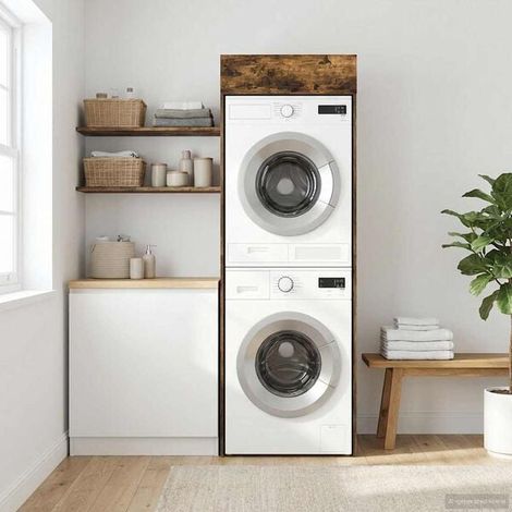 Armoire de Rangement pour machine à laver Chêne Fumé 67,5 x 68 x 200 cm, Design Moderne (1/5)