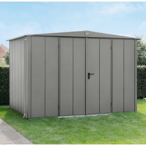 Hörmann Ecostar Metall-Gerätehaus Elegant mit Satteldach Typ 3, 238 x 303 cm, graualuminium, 7,2 m², 2-flüglige Tür