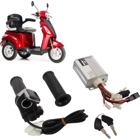 48V 1000W Bürstenmotor-Controller + Akkuladestandsanzeige, Verriegelungsgriff + 2 Schlüssel + Gasgriffschutz, kompatibel mit E-Bikes und E-Scootern (1/5)