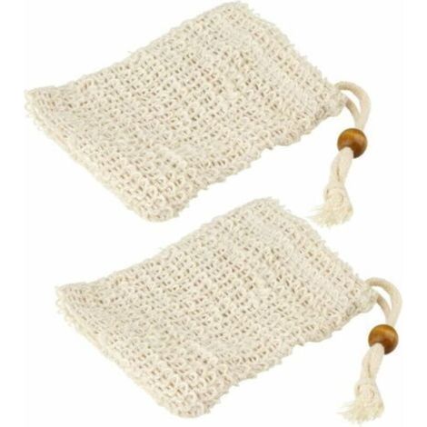 Set mit 2 Seifenbeuteln aus Sisal, Seifenaufbewahrungsbeutel, Sisal, 12 x 10 cm (1/5)