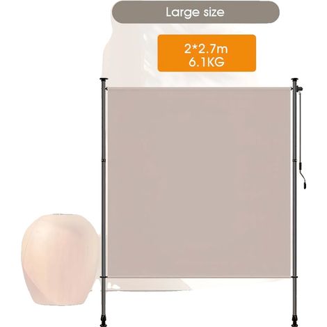 Toldo vertical exterior, accionamiento manual, altura regulable, color caqui, 2 m x 2,7 m. (1/2)