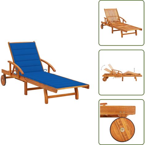 The Living Store Chaise longue de jardin avec coussin Bois d'acacia solide - Chaise longue bois acacia (1/5)