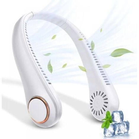 Ventilateur Portable Cou Sans Feuilles, Ventilateur Portable Nuque Rechargeable par USB, Ventilateur D'encolure Réglable à 360° (1/5)