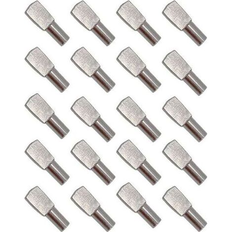 20Pcs Taquet Etagere, Support d'Étagère Étagère Broches Cheville Etagere Supports de Plaque en Métal Nickelé pour Armoire Bureau Accessoires - 5mm19mm (1/4)