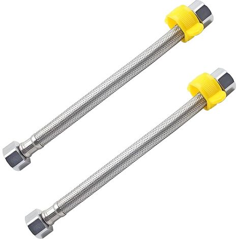 FOREHILL 2 Pièces G 1/2 x G 1/2 Tuyau Flexible Tressé en Acier Inoxydable Tuyau de Plomberie Eau pour Salle de Bains Robinets de Toilettes Évier de Cuisine Tuyaux Entrée Eau, 10cm (1/5)