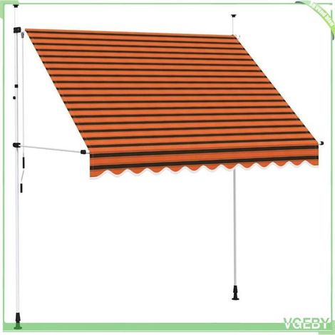 Auvent rétractable manuel - FAFEICY - 145837 - 250 cm - Orange/marron - Polyester hydrofuge (1/5)