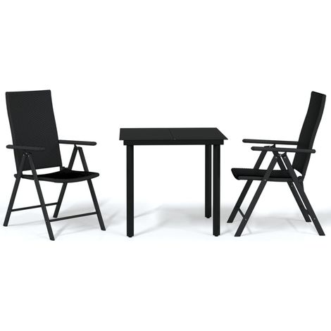 Juego de comedor de jardín muebles de exterior 3 piezas negro 020013651