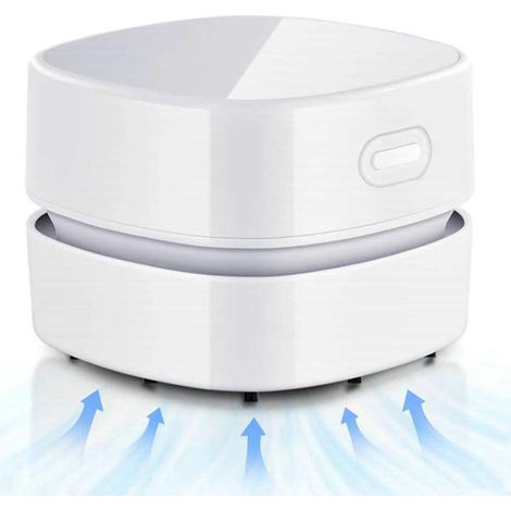 Aspirateur de bureau, mini balai à poussière de table, économie d'énergie, haute autonomie jusqu'à 400 minutes, sans fil et rotatif à 360° pour nettoyer les cheveux, les miettes et le clavier d'ordina (1/4)
