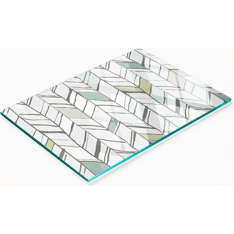 Tablero decorativo multifuncional de vidrio templado con diseño de espiga, 80x52 cm. (1/5)