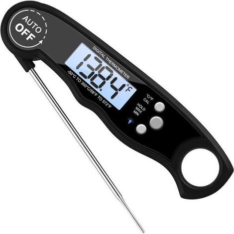 Termómetro digital de cocina, Termómetro interno, Termómetro para azúcar, Termómetro de cocina, Con pantalla LCD retroiluminada, Negro (1/5)