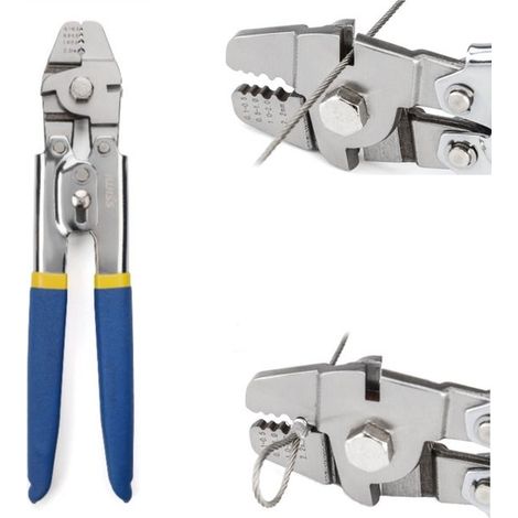Pince à sertir les câbles 26 cm - outil pour manchons aluminium et câbles acier, bleu (1/5)