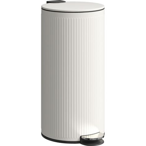 Papelera de pedal 30 L con cierre suave e interior metálico, blanco (1/5)