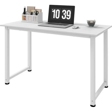 Weißer Multifunktionstisch 120x60x76 cm, geeignet für Büro, Computerraum oder Esszimmer, mit großer Tischplatte und Metallgestell.