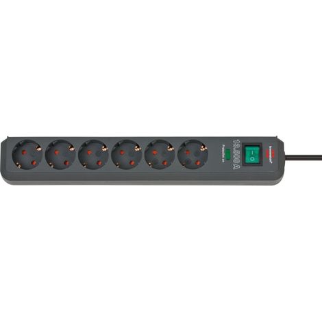 Regleta enchufes Eco-Line con protección contra subidas de tensión 13.500A 6-tomas antracita 1,5m H05VV-F 3G1,5 (1/4)