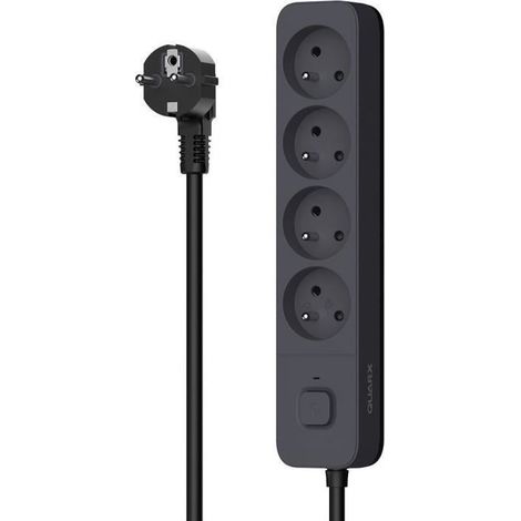 Regleta 4P con cable 3G1 de 5 mm² y 1,5 metros en color negro y gris. QUARX (1/4)