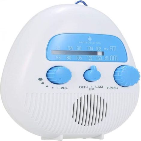 Radio étanche pour salle de bain – Mini radio FM/AM fonctionnant sur piles, design compact et résistant à l’eau IPX7