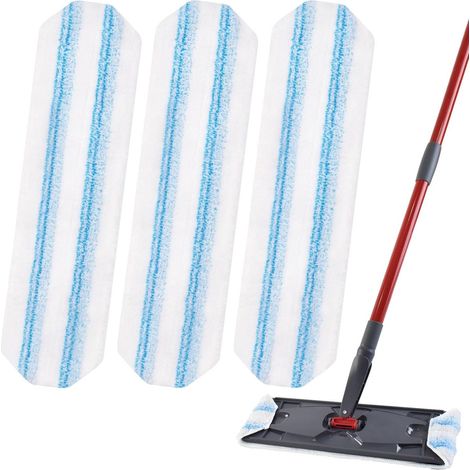 Lot de 3 têtes de rechange - Compatibles avec les balais plats Vileda H2Pro et OCedar H2pro - Pour sols durs - Têtes de rechange en microfibre - Lavables en machine - Lingettes réutilisables - Pour un (1/5)