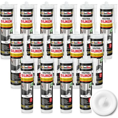 Neutralsilikon Naturstein Silikon Marmor Granit Sanitär Inn/Auß 15 x 300ml Weiss (1/5)