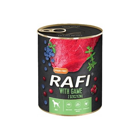 Alimento húmedo para perros Rafi con carne de venado, arándanos azules y arándanos rojos 800 g